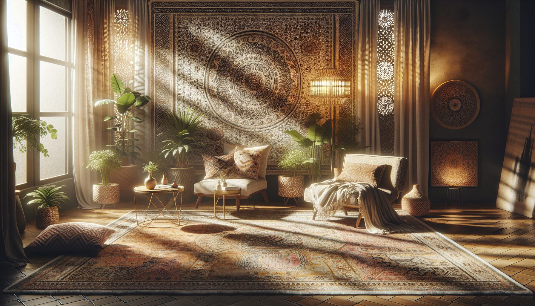 Utilisation de tapis marocains pour compléter un Sedari.