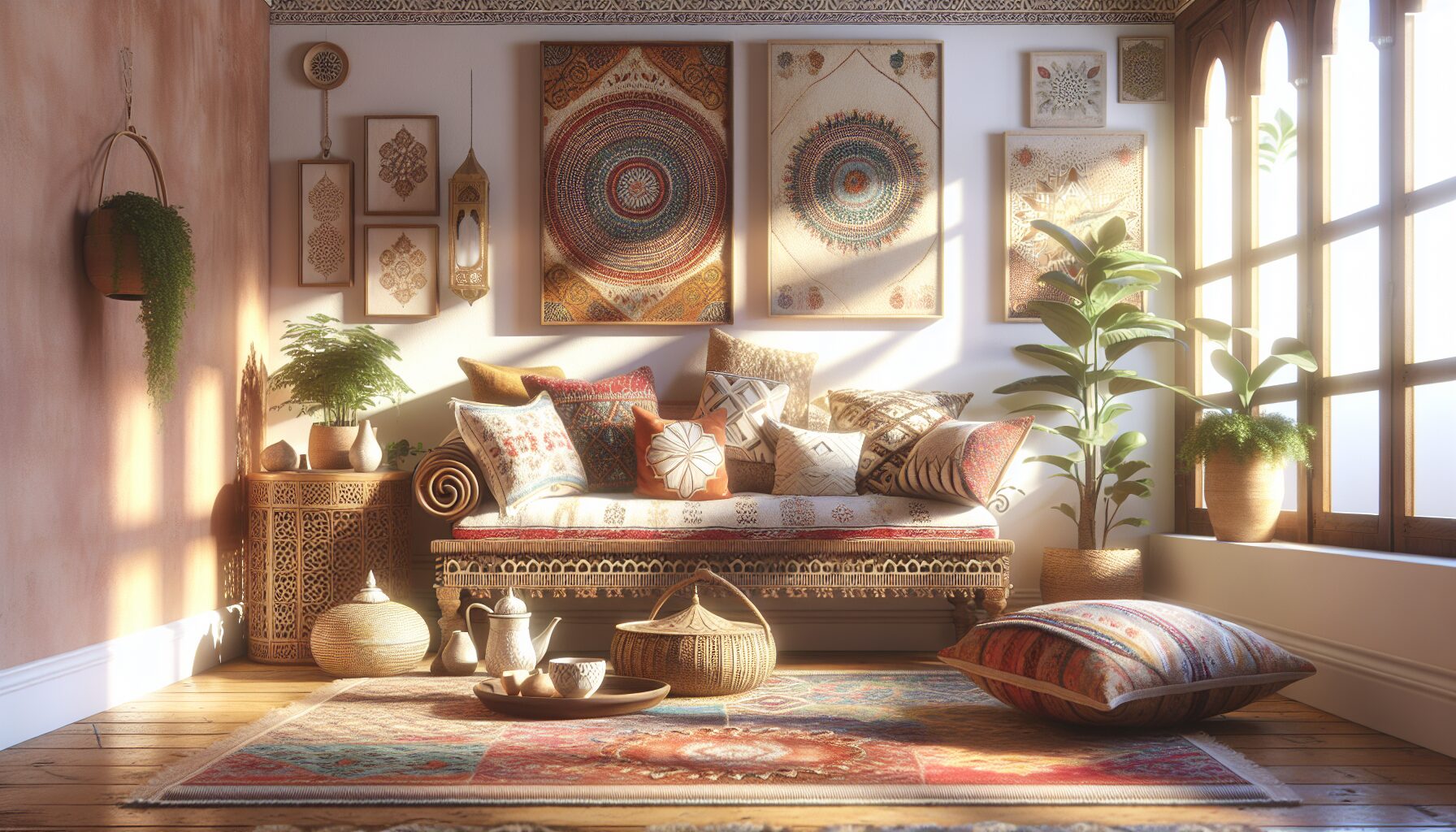 Utilisation de tapis marocains pour compléter un Sedari.